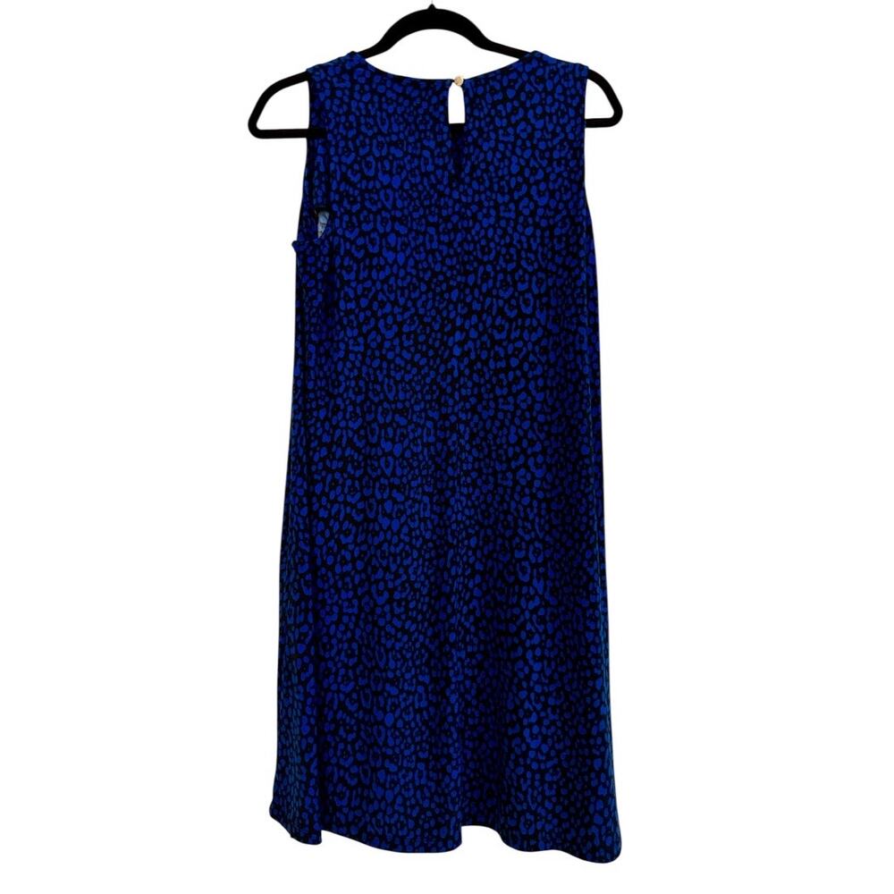 Tommy Hilfiger Blue Leopard Print Sleeveless Shift Dress.